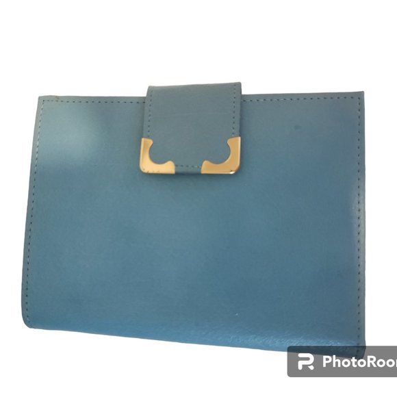 1970s Prince Gardner PRINCESS GARDNER Billfold Wallet Blue Bonded Leather NEW - Picture 1 of 6
